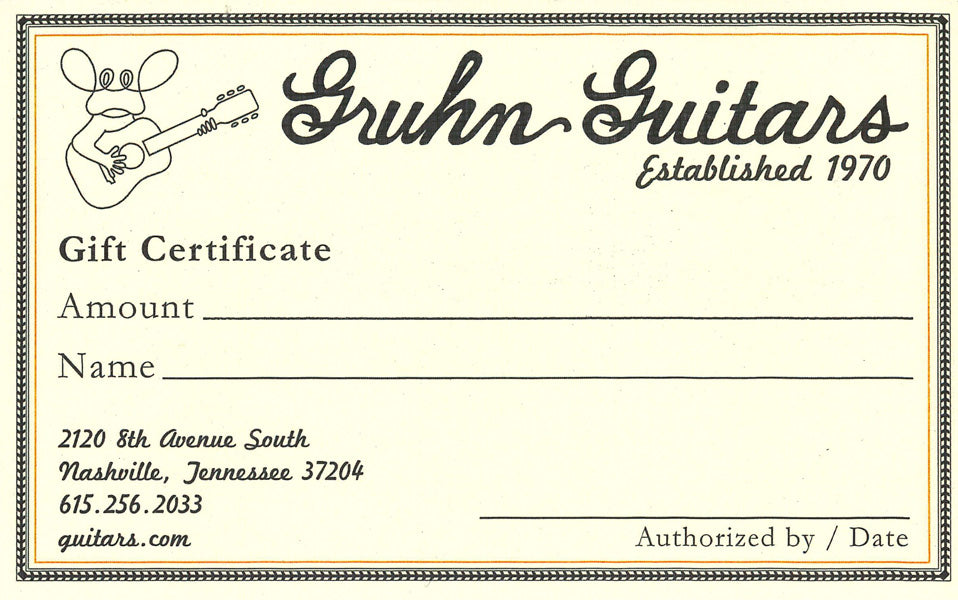 Gruhn Guitars Gift Card $50